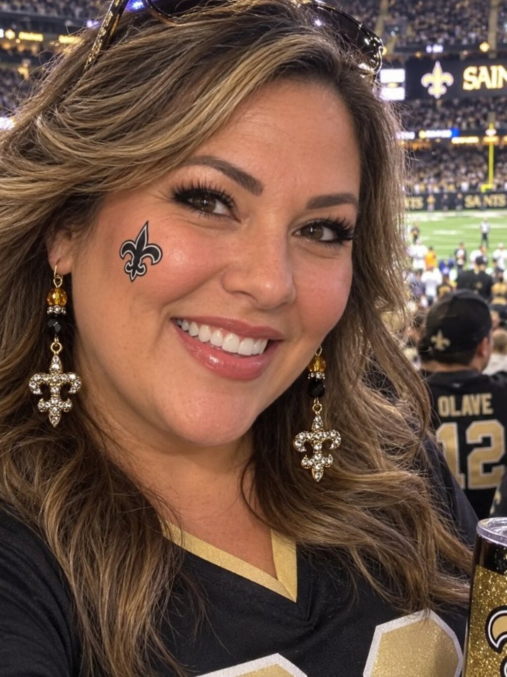 Bayou Black & Gold Fleur-de-Lis/ New Orleans Saints Earrings 3/$22